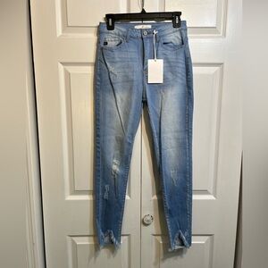 NWT KanCan High Rise Ankle Skinny Jeans Size 7 / 27 Distressed Raw Hem Denim